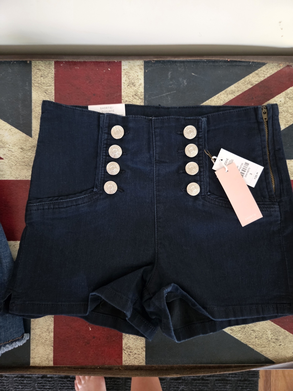 Ardene High-Waist Denim Shorts with Silver Buttons